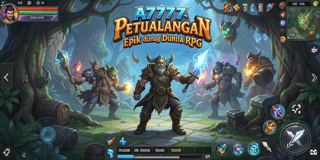 Gameplay A7777 menunjukkan pertempuran epik dan karakter menakjubkan.