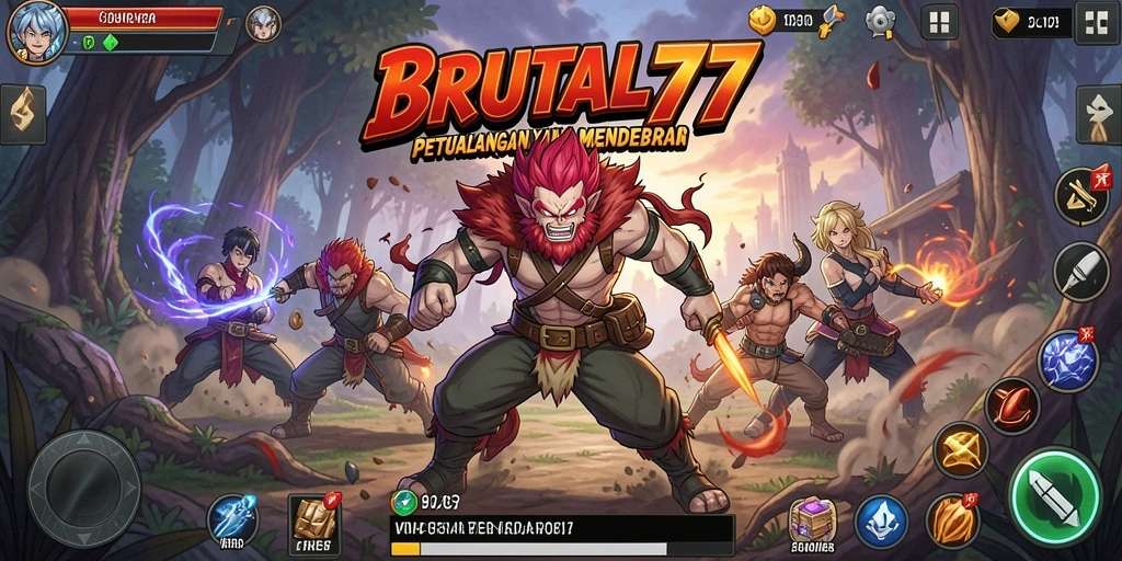 Gameplay BRUTAL77 yang menampilkan aksi seru dalam dunia anime.