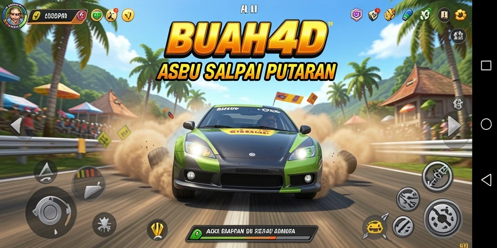 Tampilan gameplay BUAH4D dengan aksi balapan yang menegangkan.