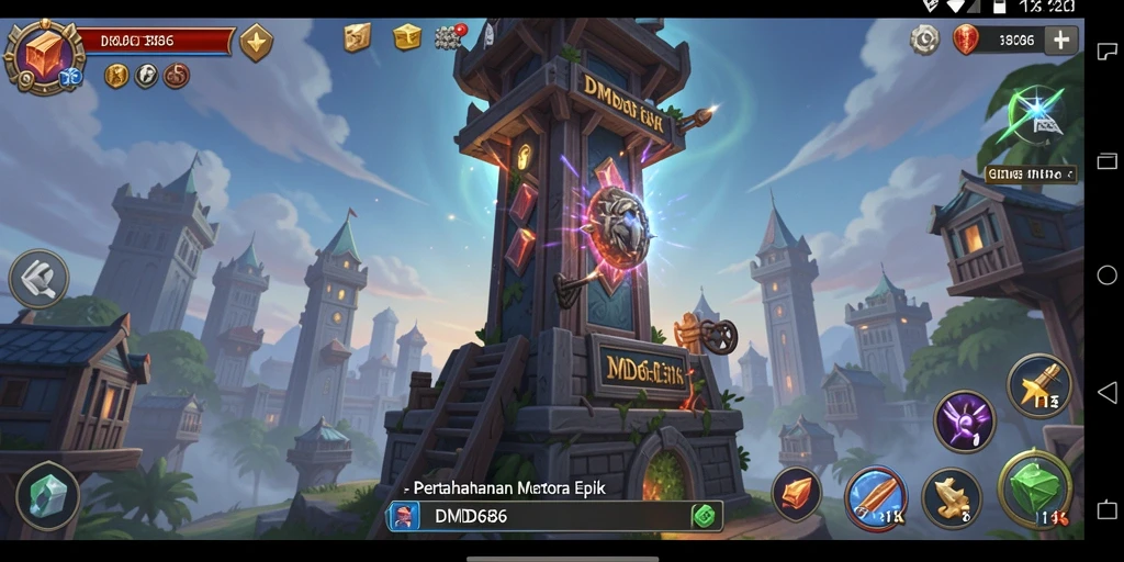 Tangkapan layar gameplay DMD686 yang menarik dalam Tower Defense.
