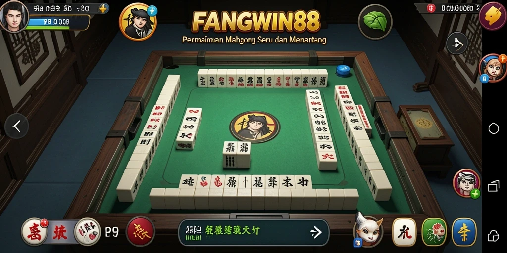Tampilan permainan Mahjong yang mendebarkan dalam FANGWIN88.