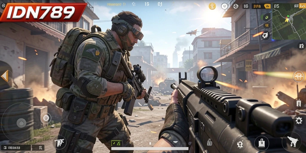 Screenshot dari gameplay menegangkan IDN789 dalam mode FPS.