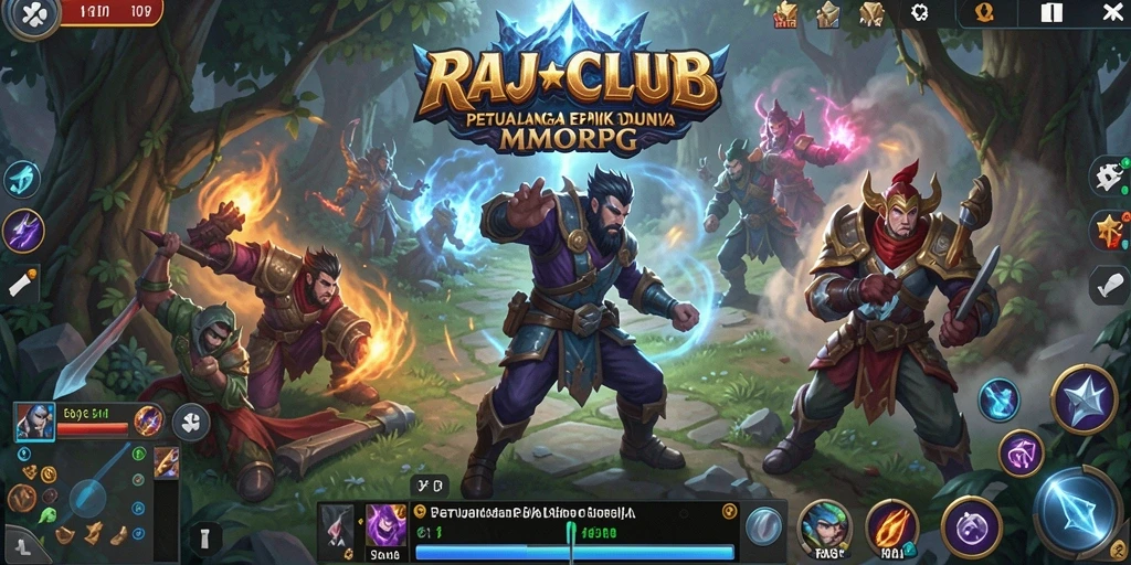 Screenshot gameplay RAJACLUB yang menampilkan pertempuran seru di dunia MMORPG.