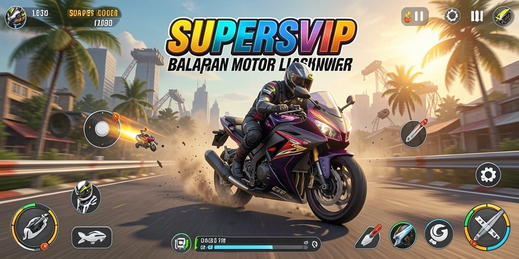 Gameplay seru dalam balapan motor yang mendebarkan.