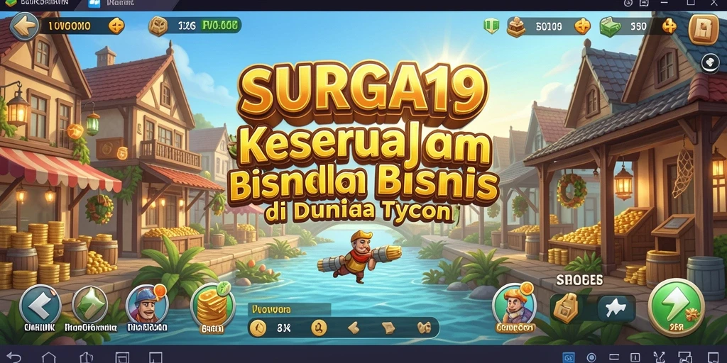 Tampilan gameplay seru di SURGA19 yang menggambarkan manajemen bisnis.